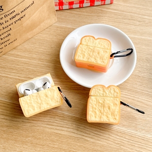 Étui pour écouteurs Apple <span class=keywords><strong>Airpods</strong></span> 1 2 3 4 Pro 2 en forme de pain grillé 3D amusant, housse anti-chute pour écouteurs sans fil, boîte de charge - Product Image 6
