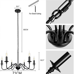 Lámpara de Araña de Hierro Estilo Rústico Americano, Lámpara de Techo Industrial Retro Simple para Restaurante y Dormitorio - Product Image 5