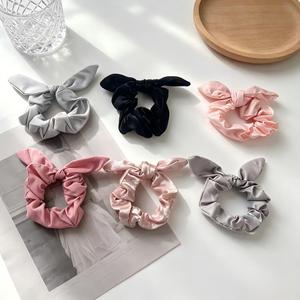 Chouchous en satin avec nœud oreilles de lapin, élastiques à cheveux en tissu doux, grands chouchous, accessoires pour cheveux femme - Product Image 3