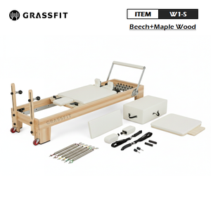 GRASSFIT Cama de Pilates con Estructura de Madera de <span class=keywords><strong>Arce</strong></span> y Haya Empalmada, Máquina Reformer de Pilates Profesional de Madera Maciza para Uso Comercial - Product Image 1