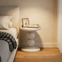 Table d'appoint moderne en travertin poli, table basse ronde en bois pour chambre à coucher, pour la maison et l'appartement