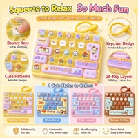 Keyboard Kartun Remaja Trendi, Alat Pereda Stres, Fidget Pad 26 Tombol Tekan, Mainan Sensorik Plastik