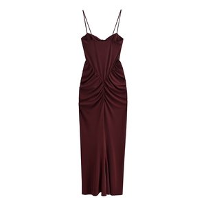 ZEVITY Nouvelle Robe Midi Femme Été 2026, Sexy et Tendance, Col Cœur, Volants, Plissée, Coupe Ajustée, Style Corset, Silhouette Crayon, à Bretelles - Product Image 2