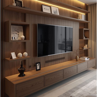 Meuble mural TV pour appartements, meuble de salon pour villas, unité de rangement murale pour condos