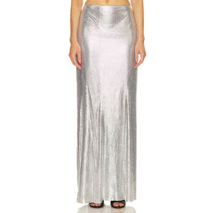 <span class=keywords><strong>Jupe</strong></span> longue en <span class=keywords><strong>jersey</strong></span> 100% personnalisée en argent brillant pour femmes, jupes crayon noires, fabricants de boutiques en satin de soie, ceinture <span class=keywords><strong>élastique</strong></span> - Product Image 1