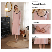 Robe de nuit pour femme à manches longues et col rond, couleur mauve lotus et blanc pur, idéale pour la chambre à coucher, confortable pour dormir, directement de l'usine, faible MOQ