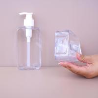 Flacon pompe carré en PET de 300 ml pour cosmétiques, shampoing, savon liquide, emballage plastique avec pompe à lotion