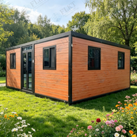FLKT Maison d'hôtes de luxe moderne pour jardin, conteneur extensible 20ft 40ft, 2 chambres, mobile, ignifuge, résistant aux intempéries, type « Granny »