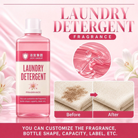 Lessive liquide en verre rose à paroi droite, parfum longue durée, fraîcheur, produits de nettoyage
