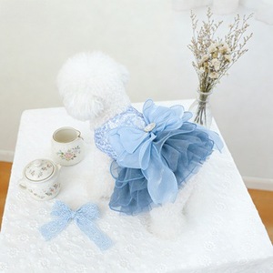 Blue Galaxy Wedding Dress For Pets Dog <b>Cat</b> Skirt Cute Polyester Four Seasons Solid Color Pet <b>Clothes</b> - Product Image 3