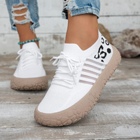 Chaussures de course pour femmes, été, rétro, respirantes, en tricot, avec semelle intérieure en EVA, antidérapantes, amorties