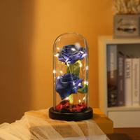 Deux roses faites à la main fleurs couvercle en verre ornements lampe LED Simulation élégant noël saint valentin cadeaux en gros éternel