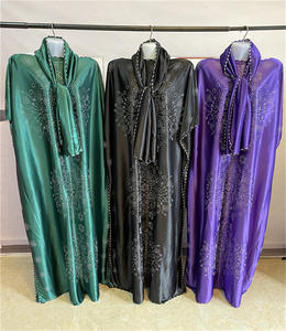 Kaftan africano tradicional para mujer, vestido Kanga de seda satinada Maxi Abaya de talla grande, ropa de fiesta informal para otoño, cintura Natural - Product Image 5