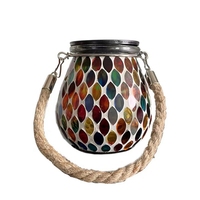 Lanternes solaires en verre mosaïque blanc froid en gros, étanches IP44, pour décoration extérieure de jardin, d'arbres et de terrasses