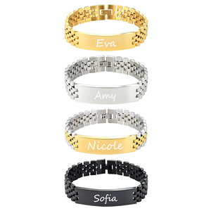 Stainless Steel Jewelry Couple 15mm Wide ID Custom Letter <b>Bracelet</b> Personalized Engraved <b>Name</b> Watch Band Chain Letter <b>Bracelets</b> - Product Image 1