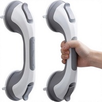 Lot de 2 barres d'appui de douche à ventouse de 12 pouces pour personnes âgées, poignée de sécurité pour salles de bain, baignoires et douches, sans perçage, support pour personnes handicapées