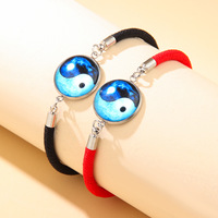 Ensemble de bracelets pour couple Soleil Lune Étoile, bracelet d'amitié en corde tressée rouge et noir, chaîne réglable pour les amoureux