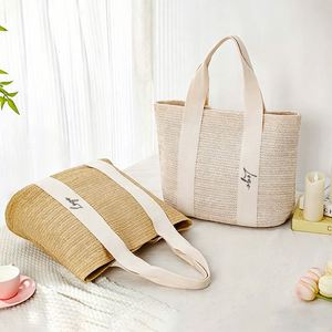 New Summer Large Capacity <b>Straw</b> Woven <b>Bag</b>,Personalized Custom Embroidered Name Tote <b>Bag</b>,Casual Vacation Travel Beach <b>Bag</b> - Product Image 5