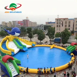 विशाल डॉल्फिन inflatable स्विमिंग पूल स्लाइड/अस्थायी पानी पार्क स्लाइड