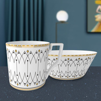Service de table en porcelaine fine de luxe, motif géométrique à pois noirs européens, pour hôtels, mariages et banquets