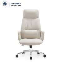 Chaise de bureau de direction ergonomique moderne en cuir à dossier haut avec fonction pivotante - Confort de luxe