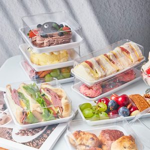 ภาชนะบรรจุอาหารทรงสี่เหลี่ยมผืนผ้าแบบใช้แล้วทิ้งกล่องพลาสติกใส่ขนมหวานพร้อมฝาปิดใสสำหรับคุกกี้เบเกอรี่สตรอเบอร์รี่ - Product Image 5