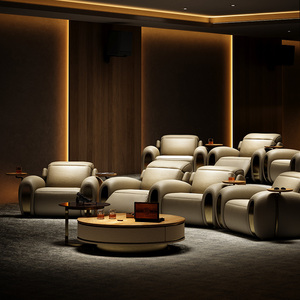 Canapé de cinéma Maxky en cuir véritable, trois places, modulaire, sectionnel, moderne, avec pieds en acier inoxydable, rétractable automatiquement, luxe pour la salle - Product Image 2