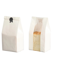 Papier d'emballage de qualité alimentaire biodégradable jetable avec logo personnalisé petit déjeuner pain sandwich sac de cuisson dessrt avec fenêtre