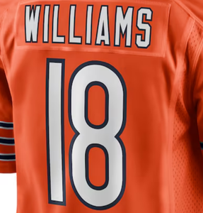 เสื้อเจอร์ซีย์ทีมชิคาโกสหรัฐอเมริกา ปี 2025 แบบขายส่ง สีกรมท่า ขาว ส้ม ปักลายตามสั่ง เสื้ออเมริกันฟุตบอล # 84 โลว์แลนด์ - Product Image 4