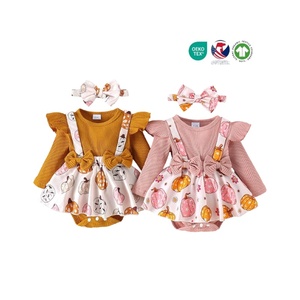 Baby New Born Clothes Cotton One Pieces Playsuits Jumpsuit Bodysuits 2PCS Printing <strong>Dungarees</strong> Baby Rompers - Product Image 1