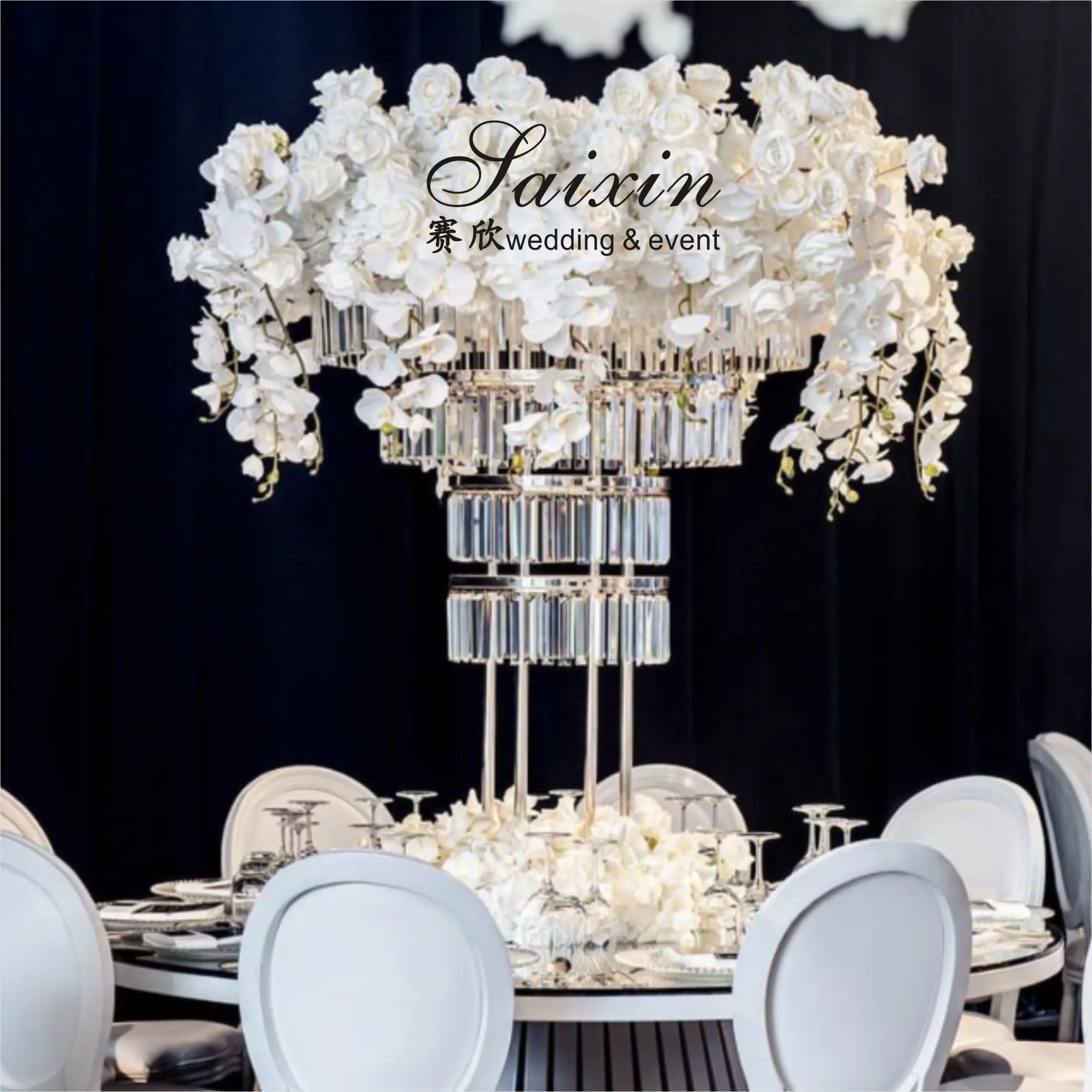 Offre Spéciale grande pièce maîtresse de mariage en cristal d'or 4 couches décoration de table personnalisée centres de table de mariage en métal