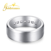 Bague pour homme en or massif 18 carats Pierre Moissanite Coupe princesse 2*2mm Bague pavée Moissanite blanche pour homme