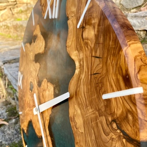 <span class=keywords><strong>Orologio</strong></span> <span class=keywords><strong>da</strong></span> <span class=keywords><strong>Parete</strong></span> Rotondo in Resina e Legno, Stile Industriale, Colore <span class=keywords><strong>Blu</strong></span>, Decorazione per la Casa - Product Image 4