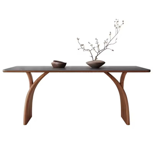 <span class=keywords><strong>Tavolo</strong></span> da pranzo contemporaneo in legno massello <span class=keywords><strong>struttura</strong></span> unica gamba curva resistente elegante per zona pranzo - Product Image 6