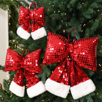 Décoration de Noël en forme de papillon avec paillettes satinées, style européen et américain, pendentif pour arbre de Noël, ornement suspendu pour vitrine