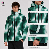 Veste d'extérieur tendance tie-dye verte pour homme, coupe-vent légère, capuche réglable, poches utilitaires, veste à capuche personnalisée