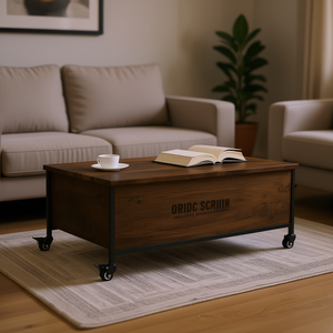 Table basse en chêne fumé avec roulettes 35,8x21,7x13,4 Meubles de salon rustiques - Product Image 2