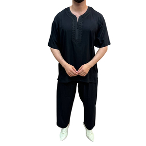 Moroccan Short Sleeve Jabador For <b>Men</b> Handmade Traditional Islamic <b>Thobe</b> Casual Lounge Summer Wear - Product Image 1