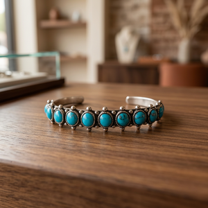 Turquoise Cuff <b>Bracelet</b> | Vintage Navajo Gemstone Bangle - Product Image 4