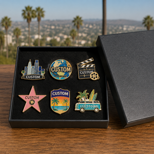 Set de Regalo de Pin Esmaltado Personalizado del Fabricante de <span class=keywords><strong>Los</strong></span> Ángeles, Pin de Solapa Universal del Walk of Fame, Souvenir Turístico, Insignia Costera - Product Image 1