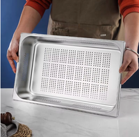 Bac de drainage perforé GN 1/1 en acier inoxydable 201, plaque de cuisson, conteneur Gastronorm moderne pour table vapeur, restaurant