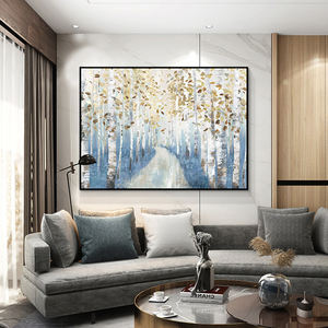 <span class=keywords><strong>Pintado</strong></span> a mano árbol amarillo de la montaña de oro moderna pintura de paisaje de la lona de la pared del arte abstracto pinturas de aceite - Product Image 3