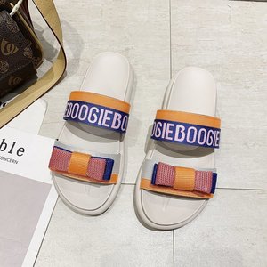 รองเท้าแตะแฟชั่นผู้หญิงแบบสายคู่ พื้นเรียบ สวมใส่ได้ทั้งในและนอกบ้าน สีสันสดใส สายรัดโบว์ยาง สำหรับรองเท้าสลิปเปอร์ ไซส์ใหญ่ กันลื่น ระบายอากาศได้ดี - Product Image 5