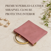 Pochette magnétique en daim de haute qualité pour bijoux avec logo en relief, sac magnétique en velours rose durable pour bracelets, bagues, colliers