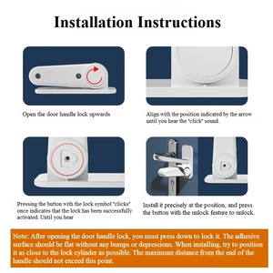 Cerradura de Palanca Universal para Puerta, Antirrobo, Seguridad Infantil, Sin Perforaciones, Multifunción, Botón Oculto, Hebilla para Seguridad en el Hogar - Product Image 2