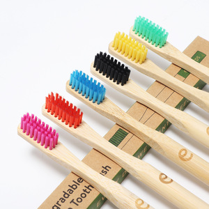 adultes tige ronde couleur maison hôtel écologique biodégradable naturel brosse à <span class=keywords><strong>dents</strong></span> bambou - Product Image 4