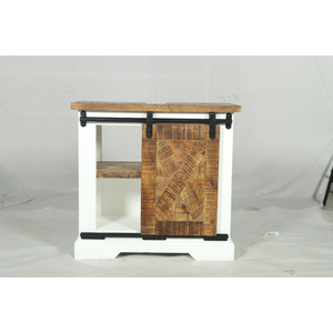 Mueble Muro Blanco y de Madera Natural con Puerta Corredera y Estante Abierto para Almacenamiento - Product Image 2