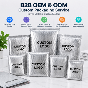Sobres de Envío Acolchados Metalizados Plateados Brillantes con Logotipo Personalizado, 180GSM, Bolsas de Correo Autosellables - Product Image 1