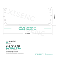 Boîtier en aluminium extrudé 71*27mm, structure divisée avec couvercles d'extrémité, anti-poussière, boîtier CNC personnalisé pour PCB embarqué