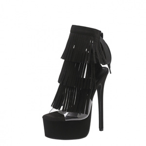 8inch-20cm Knee-High Stiletto Heel Platform <b>Boots</b> Tassel Zip Large Size Sexy Fish Mouth Design Autumn Winter Height Increasing - Product Image 4